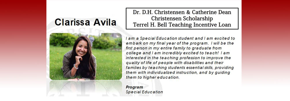 Clarissa Avila for the Christensen Scholarship