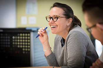 erin castro smiling in classroom