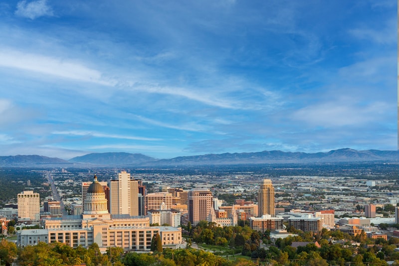 the salt lake city skyline with capitol building