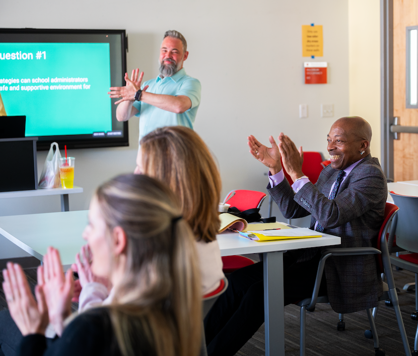 Professor Parker teaching graduate students