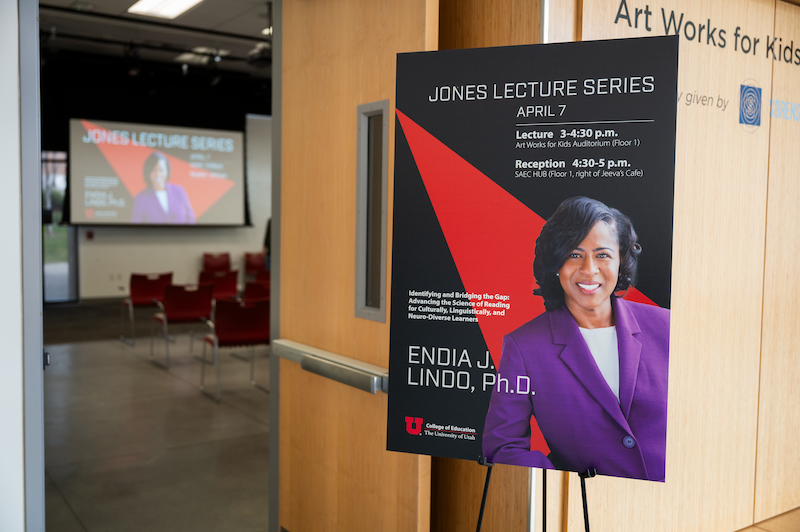 Example of a lecture sign produced by the College of Ed marketing team
