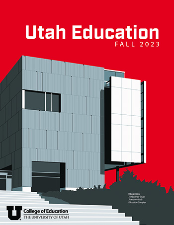 fall 2023 front page cover with art of the education building